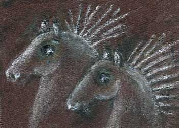 "From The Year Of The Horse" by Pandre R. Stauff, Elm Grove WI - Acrylic on Denim